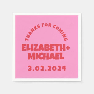 Servilleta De Papel Boda Funky Red Pink dibujado a mano