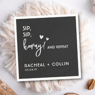 Servilleta De Papel Boda Funny Simple Basado en Texto Negro y Blanco
