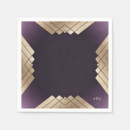 Servilleta De Papel Boda Gatsby Geométrico Purple Gold