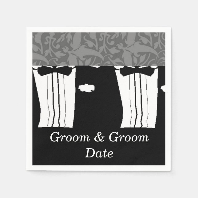 Servilleta De Papel Boda gay en Grooms Paper Napkins (Anverso)