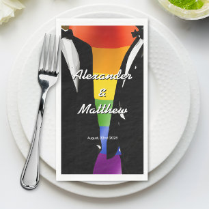 Servilleta De Papel Boda Gay Moderna y Elegante Arcoíris