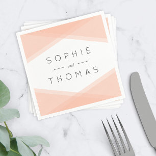 Servilleta De Papel Boda Geométrica en Capas de Melocotón