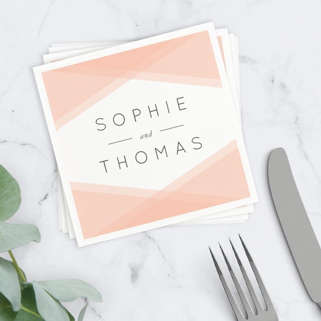 Servilleta De Papel Boda Geométrica en Capas de Melocotón (Subido por el creador)