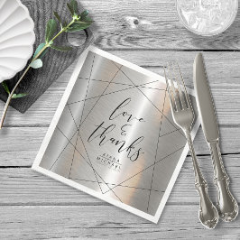 Servilleta De Papel Boda Geométrica Metálica ID648 Plata/Negro