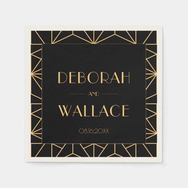 Servilleta De Papel Boda geométrico art deco de los años 20 (Anverso)