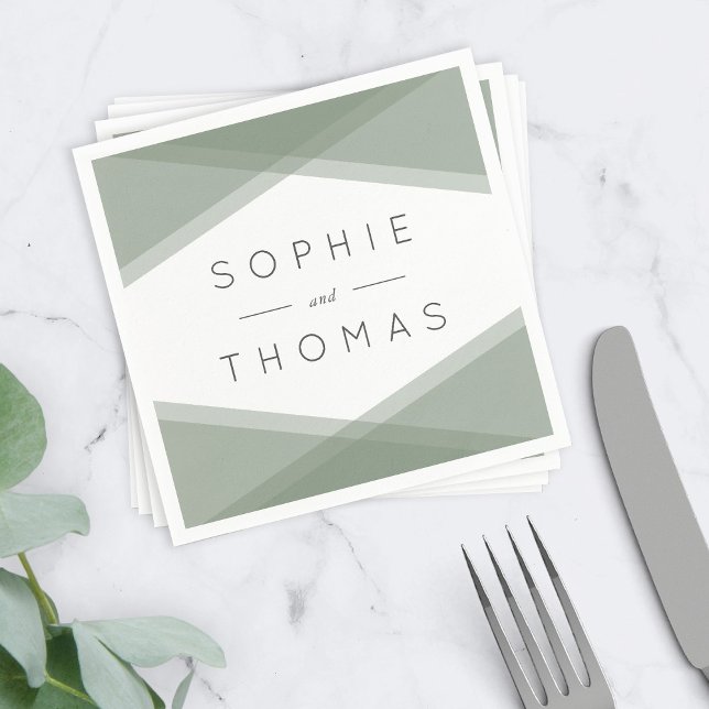 Servilleta De Papel Boda geométrico de capas verde sage (Subido por el creador)