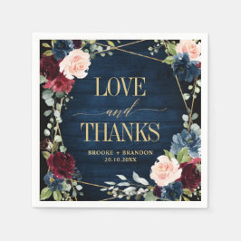 Servilleta De Papel Boda geométrico floral Rubor de la Marina de Borgo