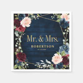 Servilleta De Papel Boda geométrico floral Rubor de la Marina de Borgo