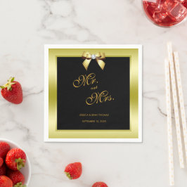 Servilleta De Papel Boda Glamurosa Arco Dorado y Negro