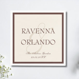 Servilleta De Papel Boda Glamurosa Atemporal Chocolate Marfil Dinero A