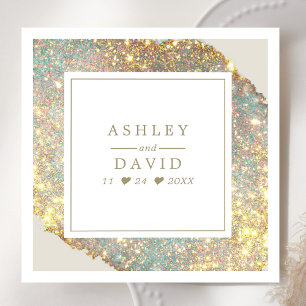 Servilleta De Papel Boda Glitter Holográfico Iridescente Chic