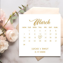 Servilleta De Papel Boda Gold del Calendario de Marzo