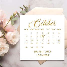 Servilleta De Papel Boda Gold del Calendario de Octubre