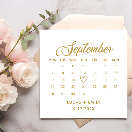 Servilleta De Papel Boda Gold del Calendario de Septiembre