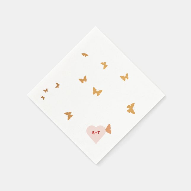 SERVILLETA DE PAPEL BODA GOLDEN BUTTERFLIES (Borde)