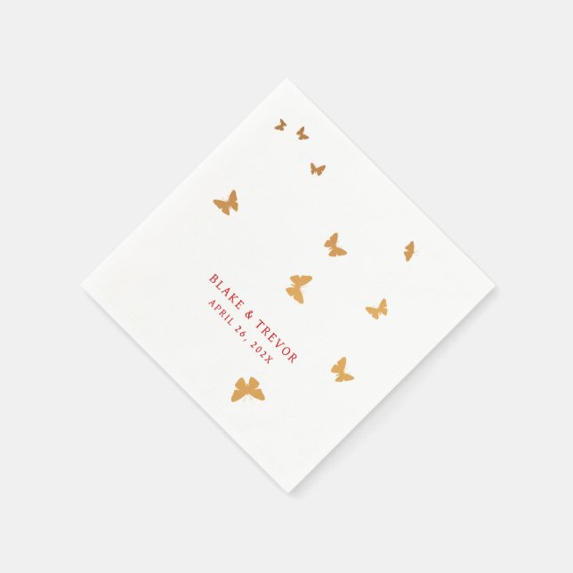 SERVILLETA DE PAPEL BODA GOLDEN BUTTERFLIES (Borde)