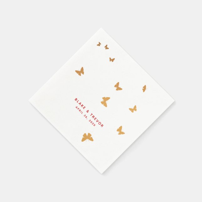 SERVILLETA DE PAPEL BODA GOLDEN BUTTERFLIES (Borde)