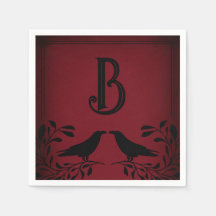 Boda Gótica con Monograma de Cuervo Negro Rojo San