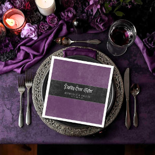 Servilleta De Papel Boda Gótica Cuervo Púrpura Oscuro para Siempre