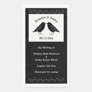 Servilleta De Papel Boda Gótica Cuervos Besándose Personalizado