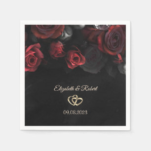 Servilleta De Papel Boda Gótica de Rosas Rojas Elegantes