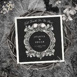 Servilleta De Papel Boda gótico de cráneos negros y blancos