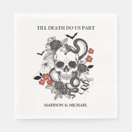 Servilleta De Papel Boda Gótico De Halloween Negro Y Borgoña