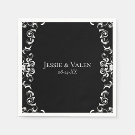 Servilleta De Papel Boda gótico de Swirl negro y blanco