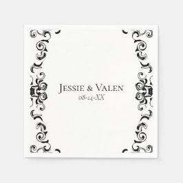 Servilleta De Papel Boda gótico de Swirl negro y blanco