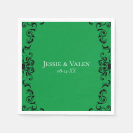 Servilleta De Papel Boda gótico de Swirl verde y negro