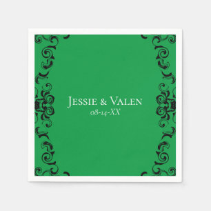 Servilleta De Papel Boda gótico de Swirl verde y negro