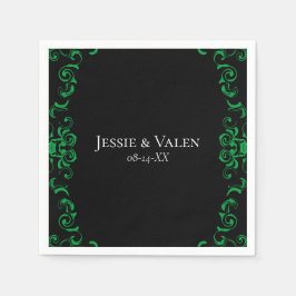 Servilleta De Papel Boda gótico de Swirl verde y negro