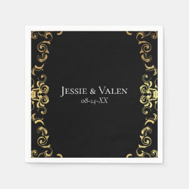 Servilleta De Papel Boda gótico Gold & Black Swirl