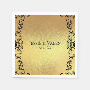 Servilleta De Papel Boda gótico Gold & Black Swirl