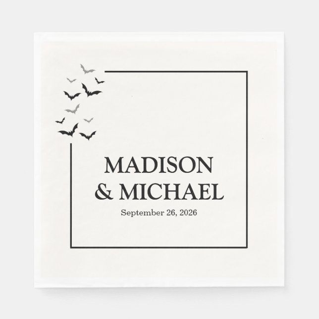 Servilleta De Papel Boda Gótico Halloween Black Bat (Anverso)