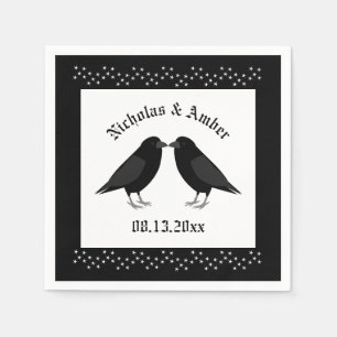 Servilleta De Papel Boda gótico Kissing Ravens Personalizado