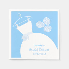 Servilleta De Papel Boda Gown Blue Bridal Ducha 'Texto'