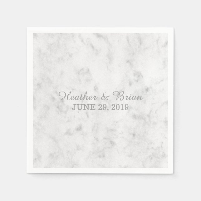 Servilleta De Papel Boda Gray Elegant Marble (Anverso)