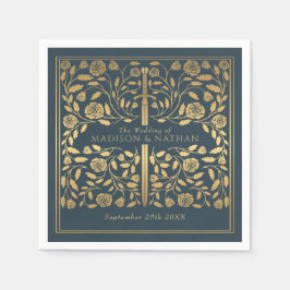 Servilleta De Papel Boda Gray Royal Medieval Gold Sword
