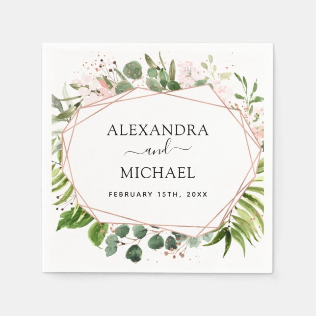 Servilleta De Papel Boda Greenery Eucalyptus Botánico (Anverso)