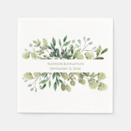 Servilleta De Papel Boda Greenery Eucalyptus Watercolor Nombres Fecha