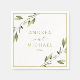 Servilleta De Papel Boda Greenery Gold Leaves Vines