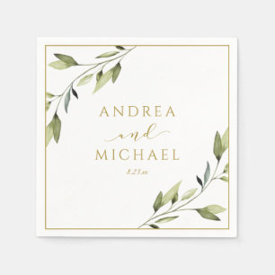 Servilleta De Papel Boda Greenery Gold Leaves Vines