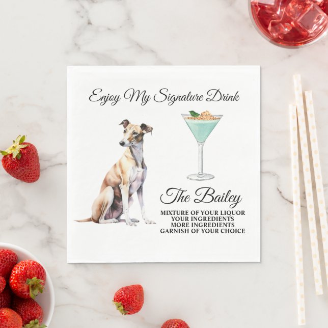 Servilleta De Papel Boda Greyhound Firma Bebidas servilletas