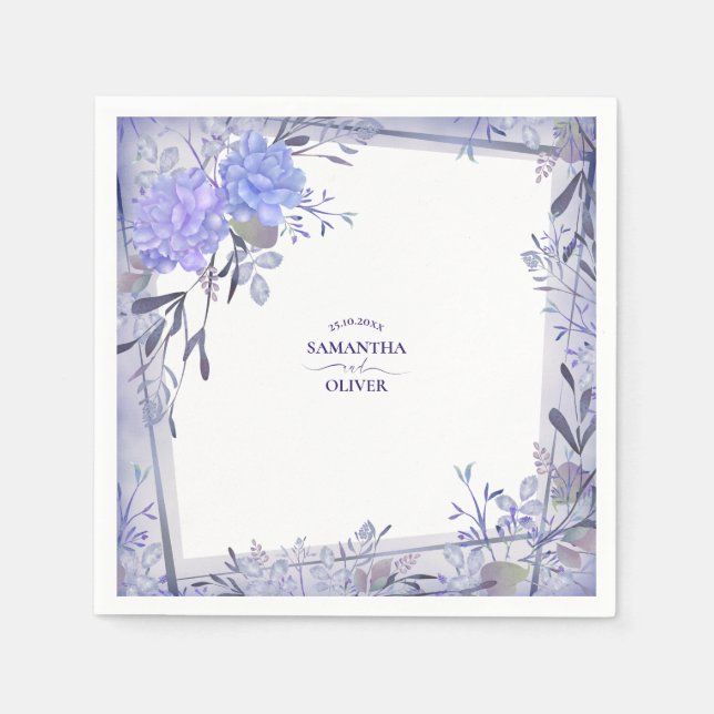 Servilleta De Papel Boda Gris de lavanda Romántica (Anverso)