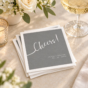 Servilleta De Papel Boda Gris Plateado Cheers Moderno