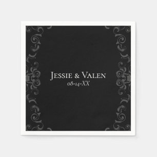 Servilleta De Papel Boda grisáceo negro Swirl Gótico
