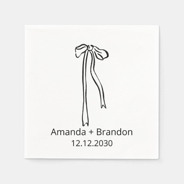 Servilleta De Papel Boda Hand Drawn Coquette Bow (Anverso)