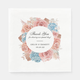 Servilleta De Papel Boda Hidrangea Rosa Azul Dusty
