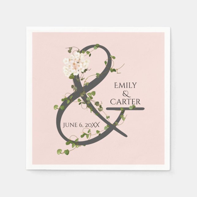 Servilleta De Papel Boda Hydrangea e Ivy Ampersand (Anverso)